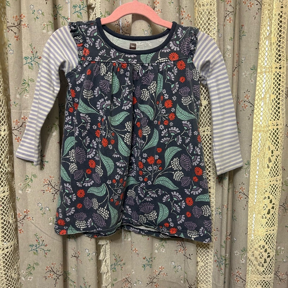 2/$28 Tea Collection Thistle Baby Mighty‎ Mini Dress Long Sleeve Size 3